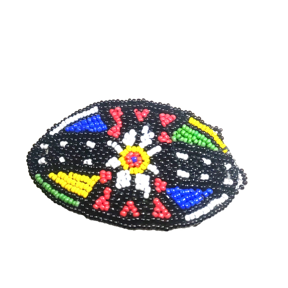 Seed Beads Hair Barrette Tension Clip South Western Design Flaw Black White Red